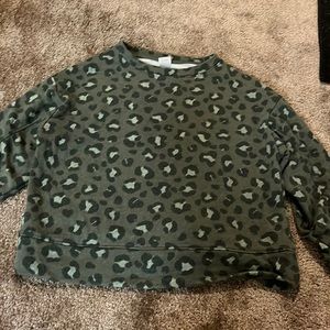 Green and black camo crew neck